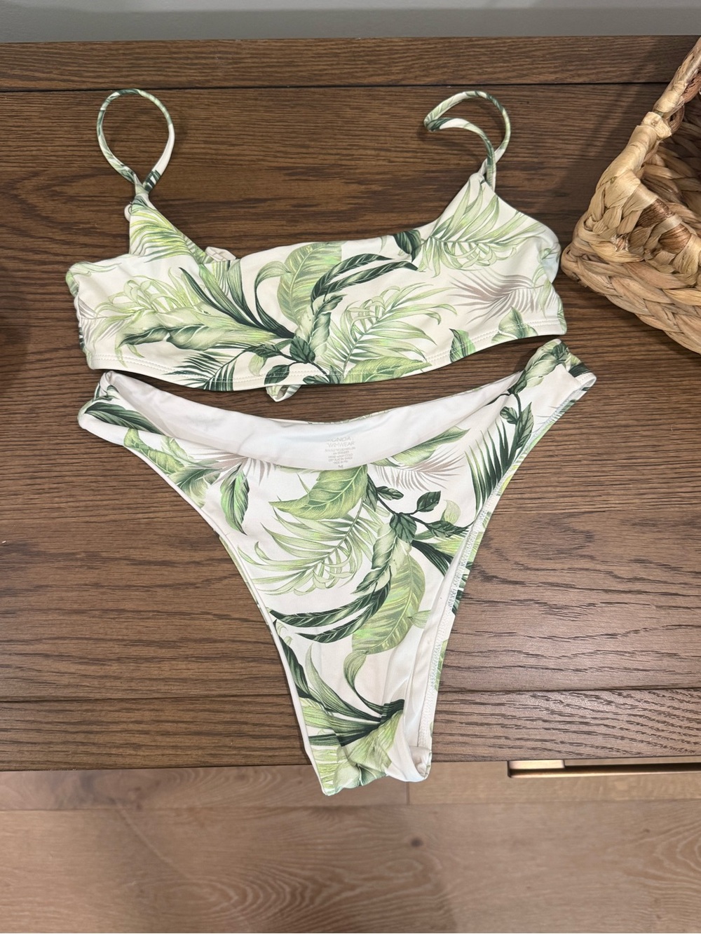 Monday Swimwear Palm Print Bikini Set Bahama top (S) Byron Bottom (M)